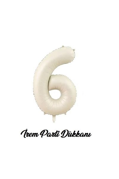 İrem Parti Dükkanı Retro Sea Sand Beige Cream 6 Years Old Number Balloon 74 cm 34 Inch