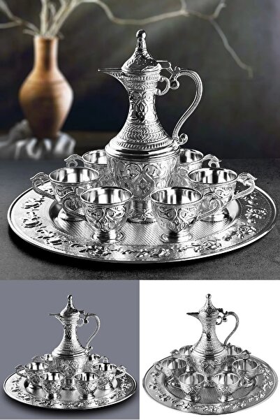 BİTERSE 8 Parça Lüks Gümüş Renk Otantik Zemzem Takımı