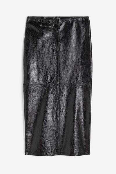 H&M تنورة قلم رصاص جلدية