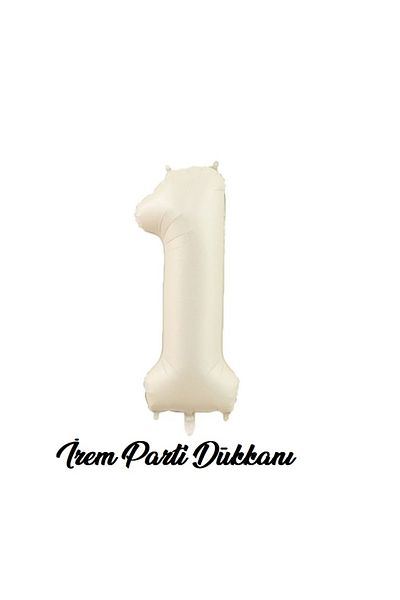İrem Parti Dükkanı Retro Sea Sand Beige Cream 1 Year Old Number Balloon 74 cm 34 Inches