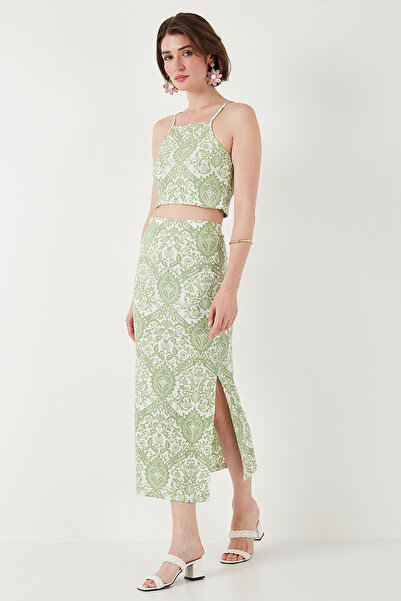 Lela Slim Fit Rope Strap Slit Midi Bottom-Top Suit Set 5869021