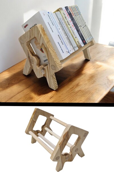 Next Craft Kitaplık Dekoratif Masa Üstü Kitaplık Ofis ve Ev İçin Doğal Fırınl...