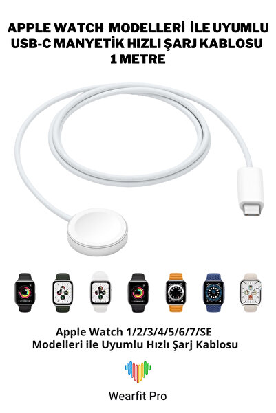 Wearfitpro İos Apple Watch Modelleri İle Uyumlu Type-c USB-C Manyetik Hızlı Ş...