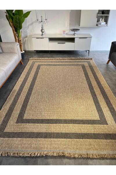 SEYRAN HALI India 668 Siyah Modern Jüt Desen Makine Halısı