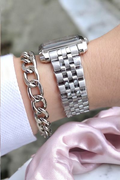 Daniel Klein New Model Square Case with Chain 3 Atm Waterproof Pink Dial Women's Wristwatch, Chain Bracelet Gift