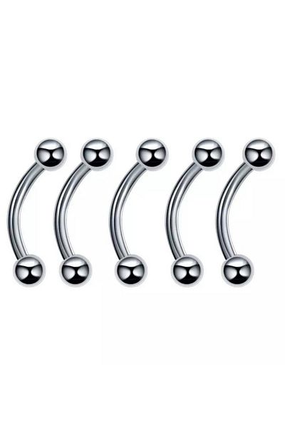Çampark Copy Center & Bijuteri Unisex Silver Surgical Steel Set of 5 Eyebrow and Rook Piercing
