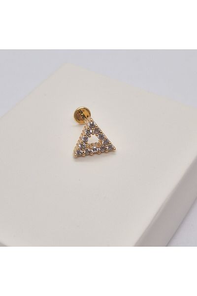 Set Stainless Steel Shiny Zircon Stone (for Triangle) Tragus Earrings (Width:9 mm Length:8 mm)