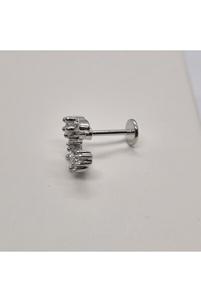 Set Stainless Steel Shiny Zircon Stone (Ay) Tragus Earrings (Width:9 mm Length:8 mm)