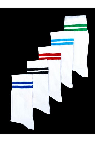By Alem 5 Pieces Unisex Pairs Striped Socks