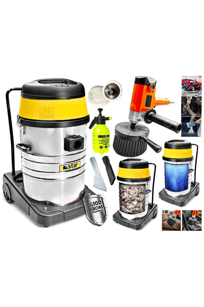 PROXTECH Profesyonel Sanayi Tipi  Endüstriyel 3Motorlu Islak Kuru Süpürge-Kol...