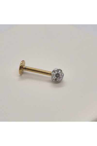 Set Paslanmaz Çelik Parlak Zirkon Taşlı Tragus Küpe ( Çap: 4 mm )