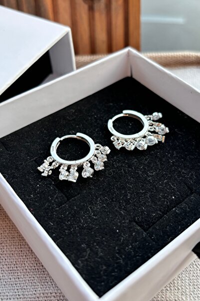 Berrin Silver 925 Ayar Gümüş Shakira Küpe Zirkon Taşlı