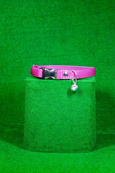 Pompiti Adjustable - Pale Pink Cat Collar with Sound Bell (12 Different Color Options) Neck Collar