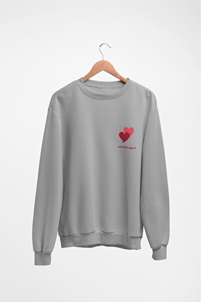 Butik Γυναικείο/Κοριτσίστικο μακρυμάνικο φούτερ με λαιμόκοψη TWO HEARTS Trans...