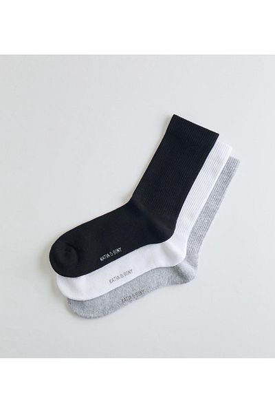Katia&Bony 3 Pack Cotton Sports Socks Black/White/Grey