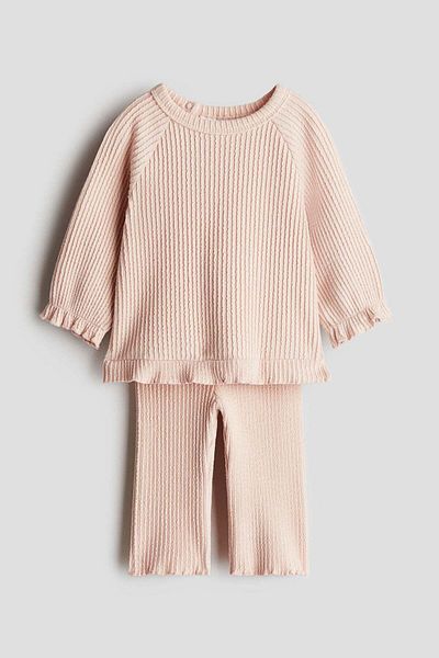 H&M 2-piece wavy-ribbed cotton set