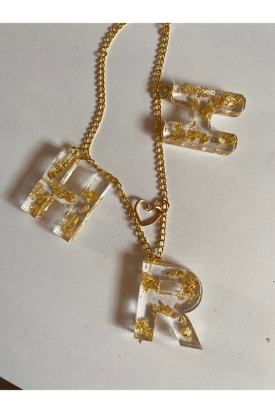 TATLIŞ El yapımı epoksi altın varaklı 3 harfli araba dikiz ayna süsü /araba a...