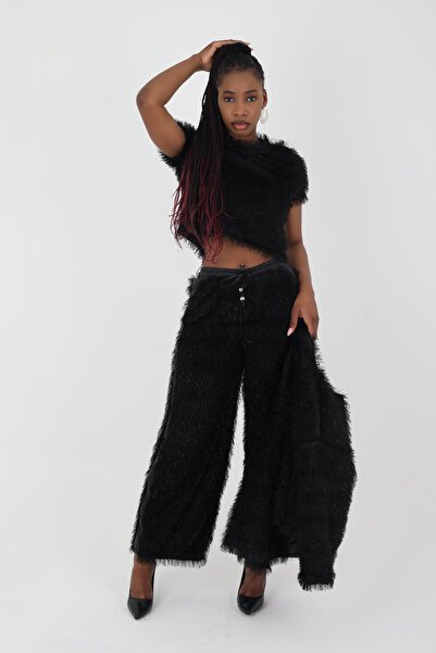 Viskosa Simli Saçaklı Pantolon