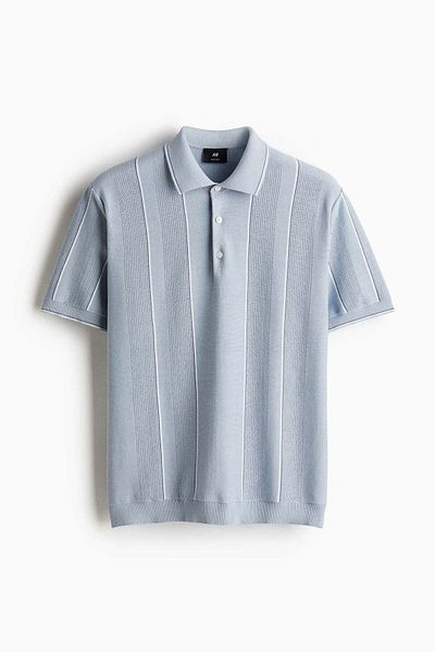 H&M Regular Fit Pointelle-knit polo shirt