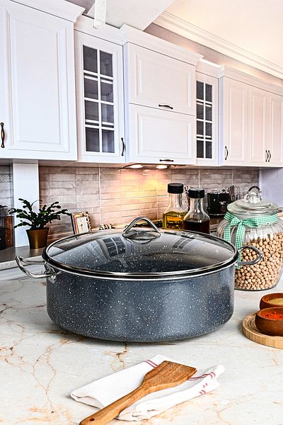 FİTHOME Large Size Deep Casting Granite Fireproof Non-Stick Industrial Food Pot