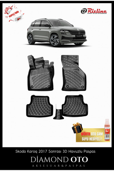 Rizline Skoda Karoq 3d Havuzlu Paspas 2017-2018-2019-2020-2021-2022-2023-2024...