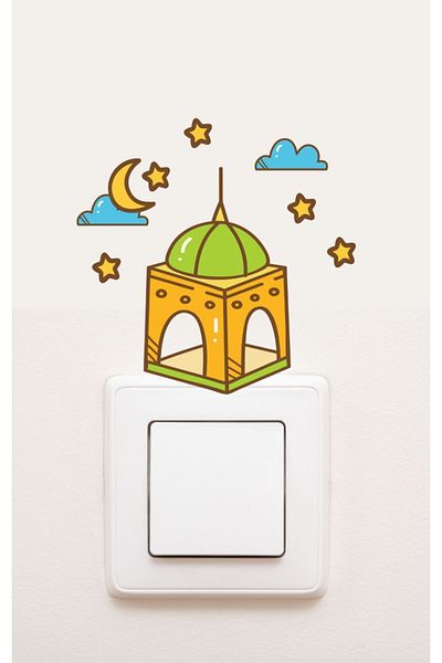 Kt Grup Priză Ramadan Moschee Luna și stele Autocolant decorativ pentru priză