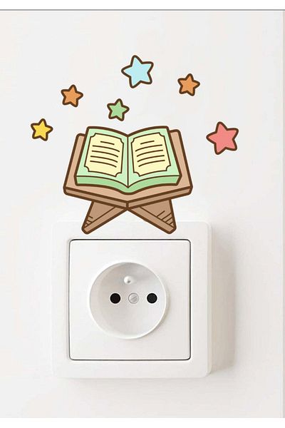 Kt Grup - Priză- Ramadan Coran și stele colorate Autocolant de perete ornament pentru priză decorativă
