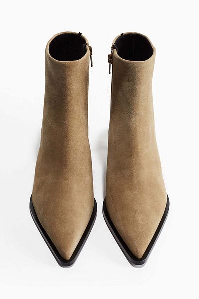 H&M Pointed Suede Ankle Boots