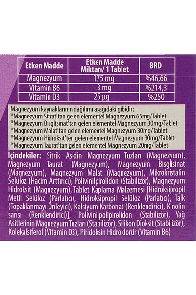 Phytodef Magnesium Vitamin B6 D3 Tablet - 175Mg Magnesium / 30 Tablets (Magnesium)