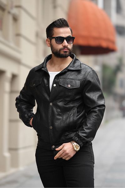 S&M CLOTHİNG Jachetă din piele PREMIUM RETRO NAPA pentru bărbați SEZON NOU