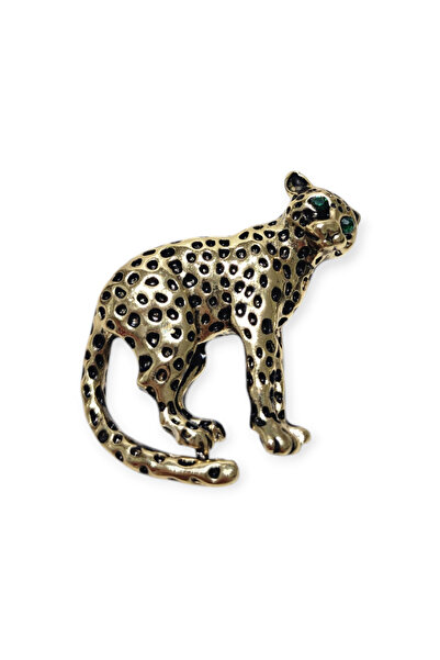 NEGO ACCESORİES UNİSEX GOLD LEOPAR FİGÜR YAKA İĞNESİ ( BROŞ )