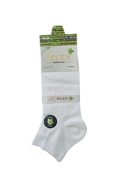 LiderMarketing İzlen Brand Bamboo Men's Booties Socks Seamless Booties 41 46 White 12 Pairs