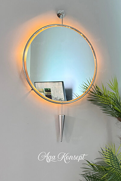 AGA KONSEPT Led'li Kazablanka Ayna KROM Rengi 60 X 95Cm Dekoratif Antre Duvar...