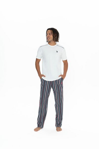 U.S. Polo Assn. Men'S, Licensed, Uspa, 100% Cotton, (Ecru), 3-Piece Pajamas