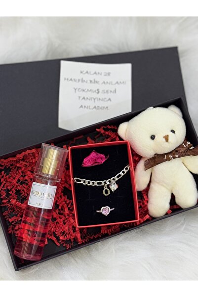 Hediyedukkani Çelik harf kişiye özel bileklik , yüzük , parfüm , ayıcık hediye paketi, sevgili , eşe , arkadaş