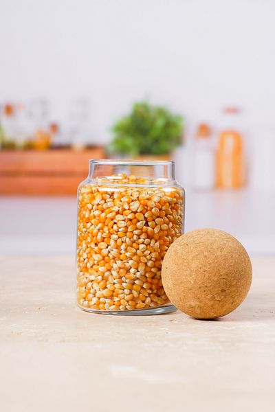 KRM HOME 3-Piece Glass Jar with Ball Cork Lid 800 Cc, Spice Rack, with Label