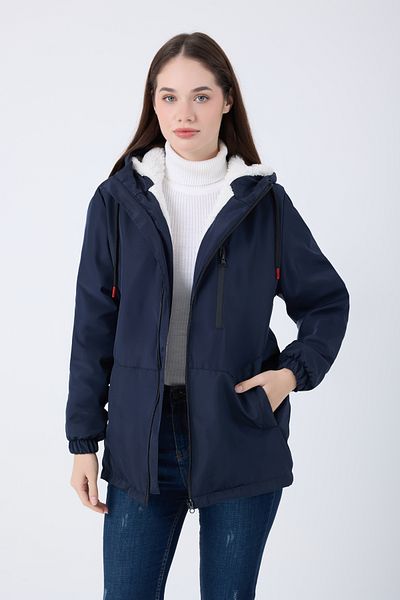 firststops Γυναικείο χειμωνιάτικο παλτό Navy Blue - Αδιάβροχο και αντιανεμικό, με κουκούλα