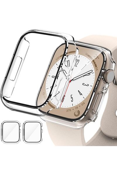 AWH 2-Pack Apple Watch Case 40mm SE Series 6/5/4/SE 2nd Gen with Tempered Glass Protector, Clear