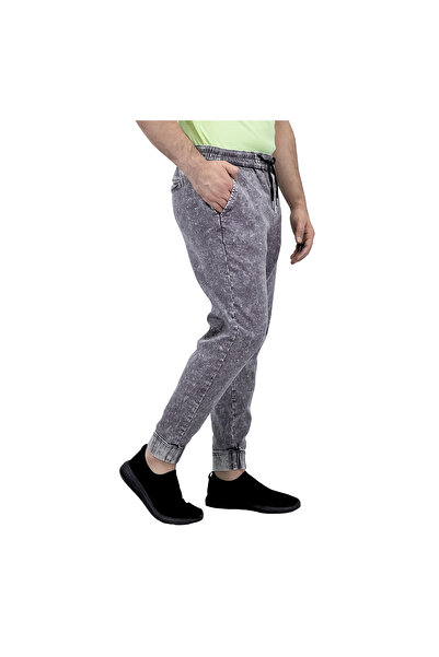 Giordano بنطال رياضي رجالي ضيق من قماش الدنيم بخصر متوسط