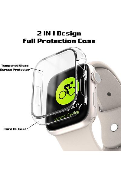 AWH 2-Pack Apple Watch Case 40mm SE Series 6/5/4/SE 2nd Gen with Tempered Glass Protector, Clear
