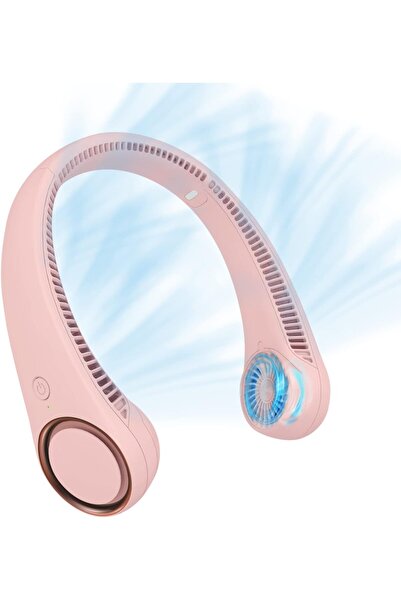 AWH مروحة رقبة محمولة بدون شفرات، 3 سرعات، 78 منفذ هواء | قابلة لإعادة الشحن عبر USB، وردية اللون