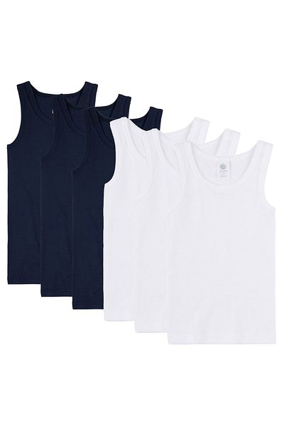 Sanetta Jungen Unterhemd 6er Pack - Shirt ohne Arme, Tank Top, Basic, Organic Cotton