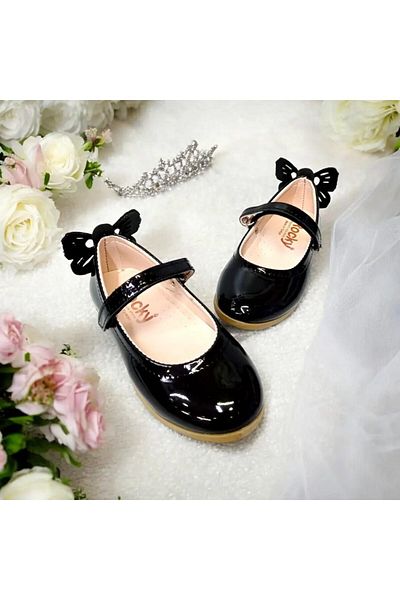 PATİK BEBE Balerini ortopedici cu model fluture negru pentru fete