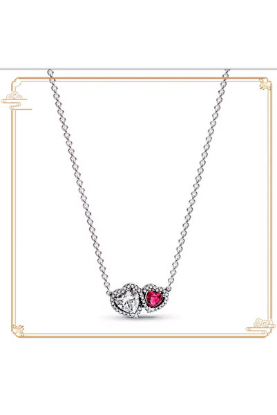 Hector&Co. Jewellery Gümüş Hale Kalpler Kırmızı Beyaz Kolye