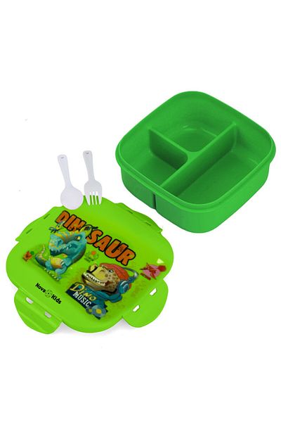 NovaKids Nova Kids Square 1000ml Bento Lunch Box - Dino Green