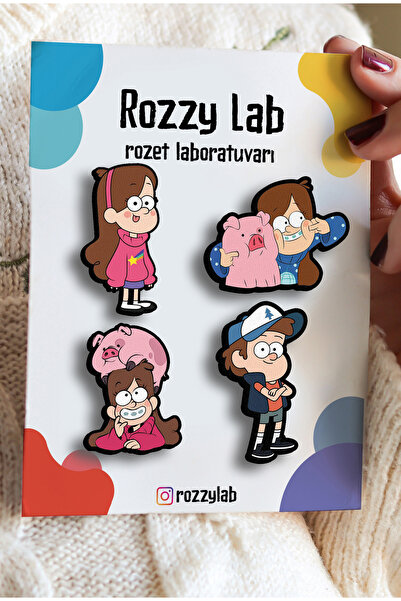 Rozzy Lab Esrarengiz Kasaba 4lü Rozet Set - Mabel Dipper Domuz - Broş - Yaka ...