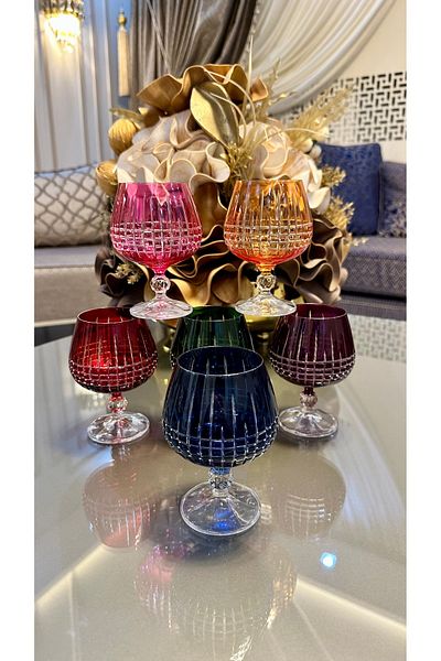 Bohemia Crystal Cutting Handcrafted Colorful Coffee Side Water Cup