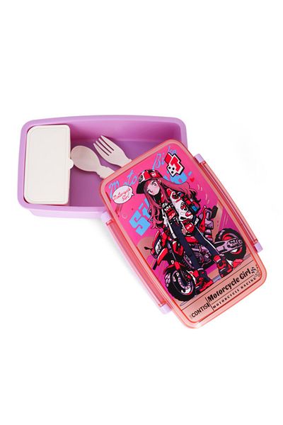 NovaKids Nova Kids Bento Lunch Box with Spoon & Fork - Motorbike Pink