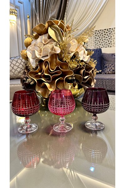 Bohemia Kristal Kesme El İşi Renkli Kahve Yanı Su Bardağı