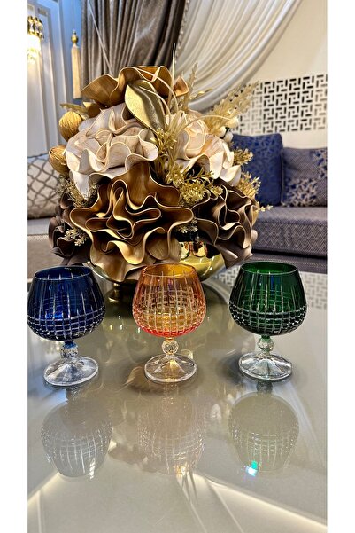 Bohemia Kristal Kesme El İşi Renkli Kahve Yanı Su Bardağı